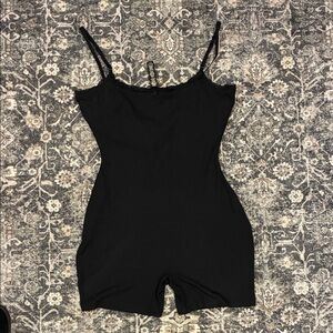 SKIMS Black Ribbed Lace Women's Bodysuit